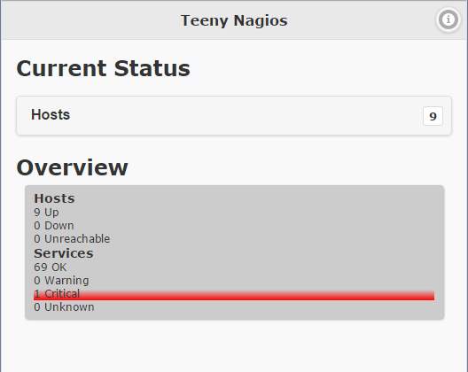 Teeny Nagios main screen